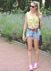 High waisted shorts and cropped shirt
