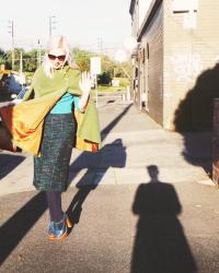 vintage capes, cardigans and pencil skirts