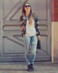 In front of the door