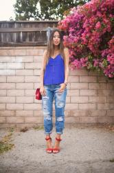Red White and Blue Boyfriend Jeans