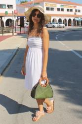 White dress and pamela hat