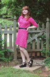 Bright Pink Mustache Print Dress