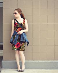 Simple Summer Uniform: Printed Dress And A Jean Jacket