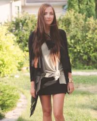 Gold Feline // Cat Loafers, Asymmetrical Blazer, Gold Feather Bracelet