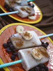 Dark Chocolate Chip Cinnamon Banana Soymilk Pops