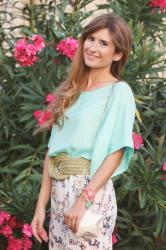 PALAZZO PANTS AND TURQUOISE BLOUSE