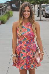 Outfit Post: Date Night Neon Skater Dress