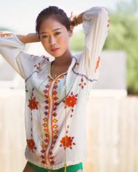 Embroidered and Ruched