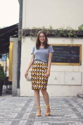 geometric pencil skirt
