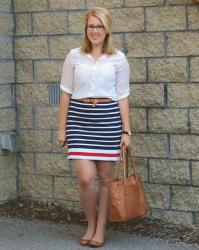 from play to work: banana republic striped ponte skirt