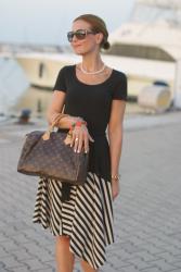 Asymmetrical striped dress