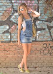 Denim overall and crop top