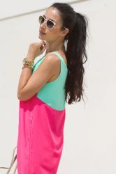 TWO-TONED DRESS: NEON PINK & LIME