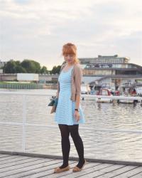 Striped Dress and Clutch