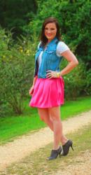 Summer to Fall Transition - Pink Skirt and Booties