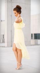 SUMMER, I NEED YOU! Yellow One-Shoulder Asymmetrical Bandeau Chiffon Dress |