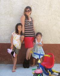 Red Leather Skirt, Denim Cut-Offs and a Charmer