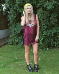 basketball jersey vest dress & chunky boots