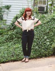 A Sailor Top with High Waisted Skinny Levi's