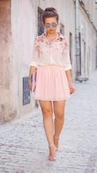 FLORAL CHIFFON SHIRT & CHIFFON SKIRT & SILVER DETAILS