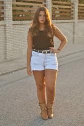 White denim shorts