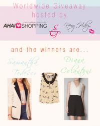 and the winners of the Ahai Shopping giveaway are...