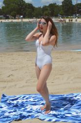 White Hot Natori One Piece Swimsuit Photo-Shoot