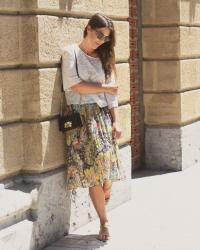 YELLOW FLORAL MIDI SKIRT...