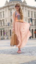 Nude Pink Pleated Maxi