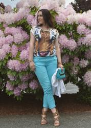 TIGER TEE AND TURQUOISE JEANS