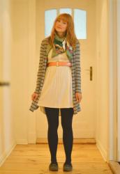 Striped Cardigan and Horse Scarf