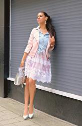 Spring pastels on a Denim shirt