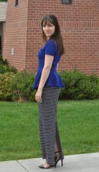 STRIPPED MAXI SKIRT WITH BLUE PEPLUM