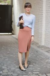 terracotta pencil skirt