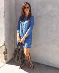 Tibi Blue Lace & Stuart Weitzman Sandals