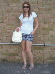 White Tee+ Printed Shorts