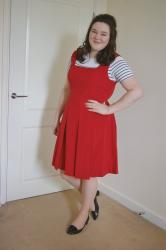 How I styled a red pinafore dress...