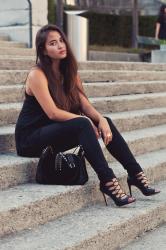 In black with Gold Details