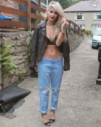 boyfriend jeans & bralet top