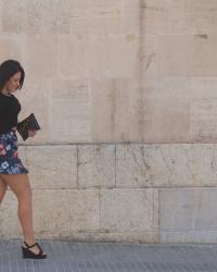 Flowered skirt + crop top