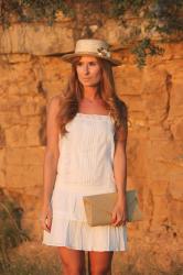 WHITE DRESS + CANOTIER