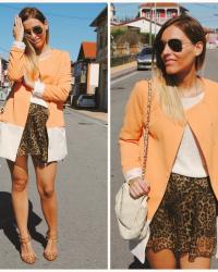 Orange coat. 