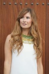 WHITE DRESS AND BIB NECKLACE