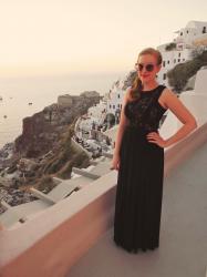 Vintage Glamour and a Santorini Sunset
