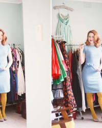 pale blue and mustard