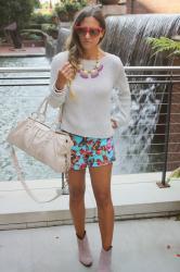 Outfit Post: Pink Ankle Boots & Butterfly Printed Shorts