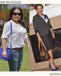 Closet Remix: Black polka dot blouse