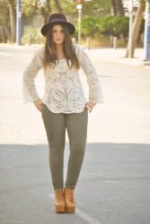 Lace and military jeans