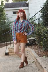 Geometric 70s Shirt & Corduroy Shorts