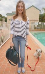 Casual Friday: Jeans, Striped Top, Rocco Bag | Tank, Maxi Skirt, RM Nikki Hobo